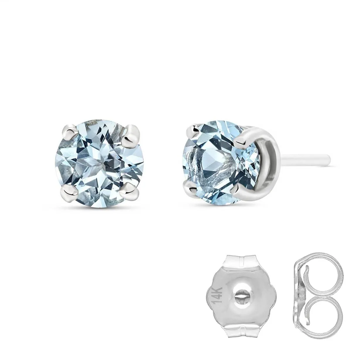 0.95 Carat 14K Solid White Gold Glacial Cool Aquamarine Earrings