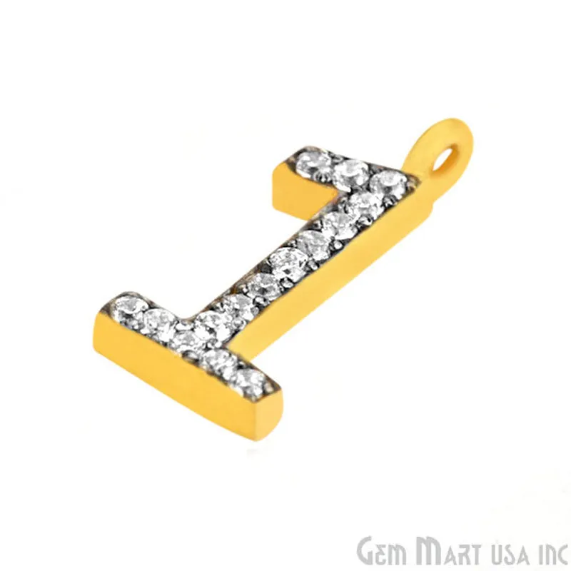 '1' Numbering CZ Pave Gold Vermeil Charm for Bracelet & Pendants