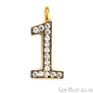 '1' Numbering CZ Pave Gold Vermeil Charm for Bracelet & Pendants