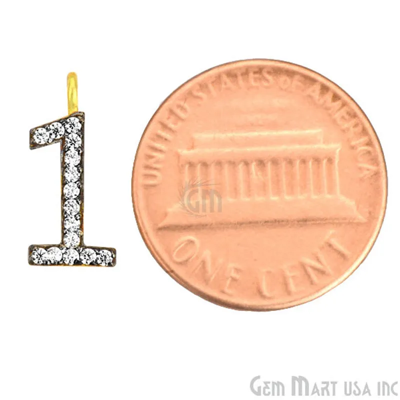 '1' Numbering CZ Pave Gold Vermeil Charm for Bracelet & Pendants