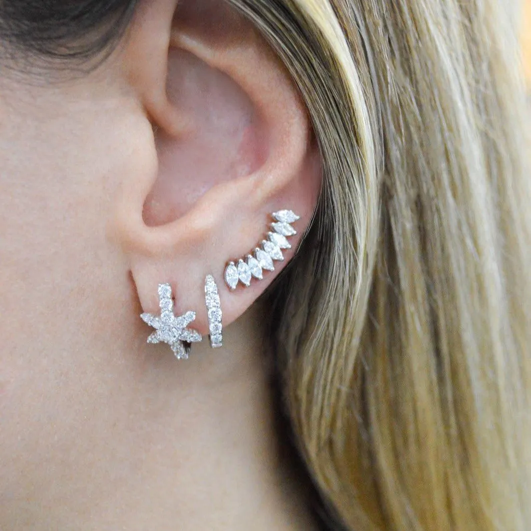 1.04ct Diamond 18K Gold Marquise Climber Earrings