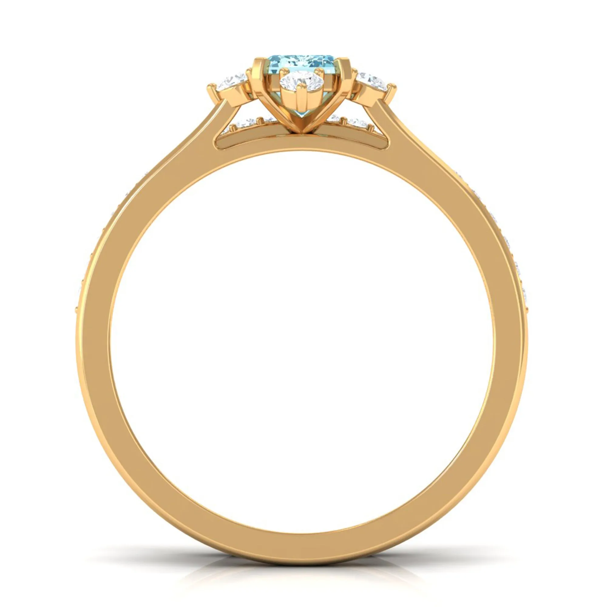 1.25 Ct Octagon Solitaire Aquamarine and Diamond Ring Set