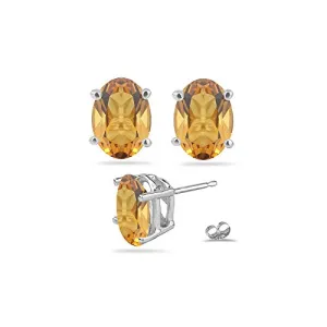 1.25 Cts Citrine Stud Earrings in Platinum