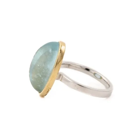 14 KT Golden Bezel Aquamarine Ring