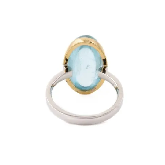 14 KT Golden Bezel Aquamarine Ring