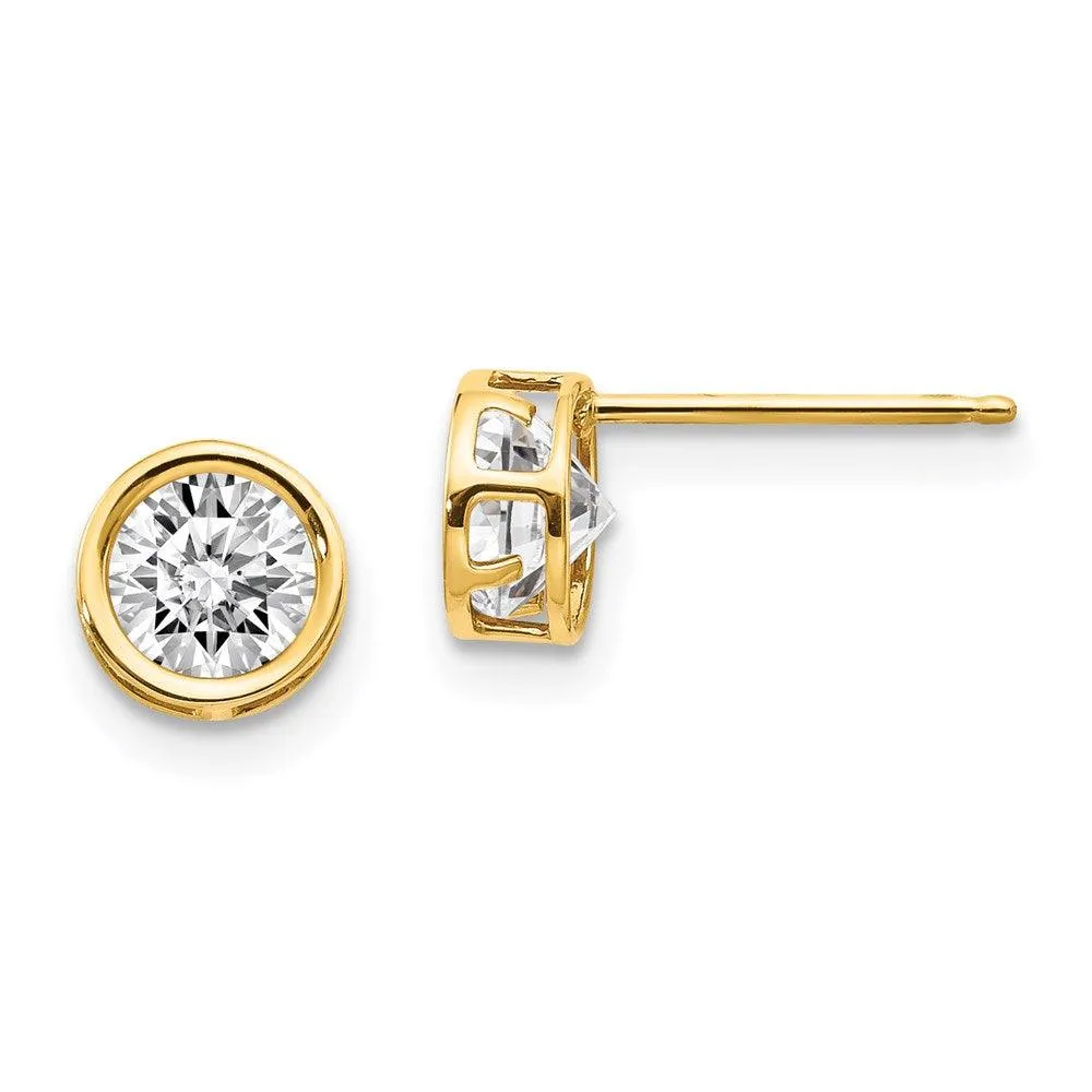 14k 5mm Bezel White Topaz Stud Earrings