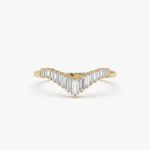 14K Baguette Diamond Curved Tiara Ring