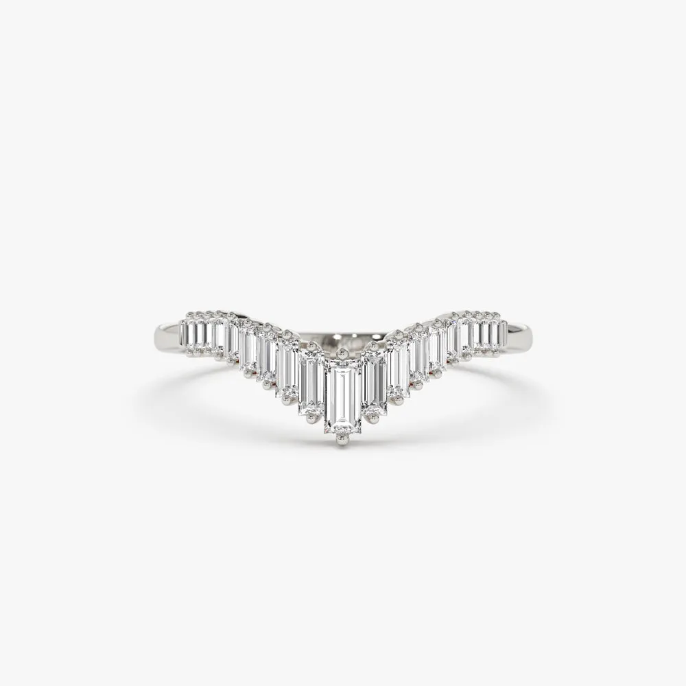 14K Baguette Diamond Curved Tiara Ring