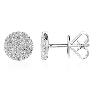 14k Gold & Diamond Disc Stud Earrings - 0.24ct