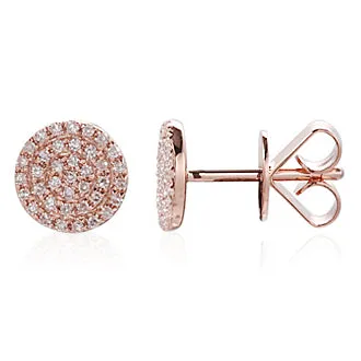 14k Gold & Diamond Disc Stud Earrings - 0.24ct