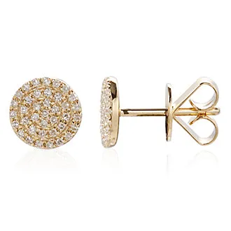 14k Gold & Diamond Disc Stud Earrings - 0.24ct