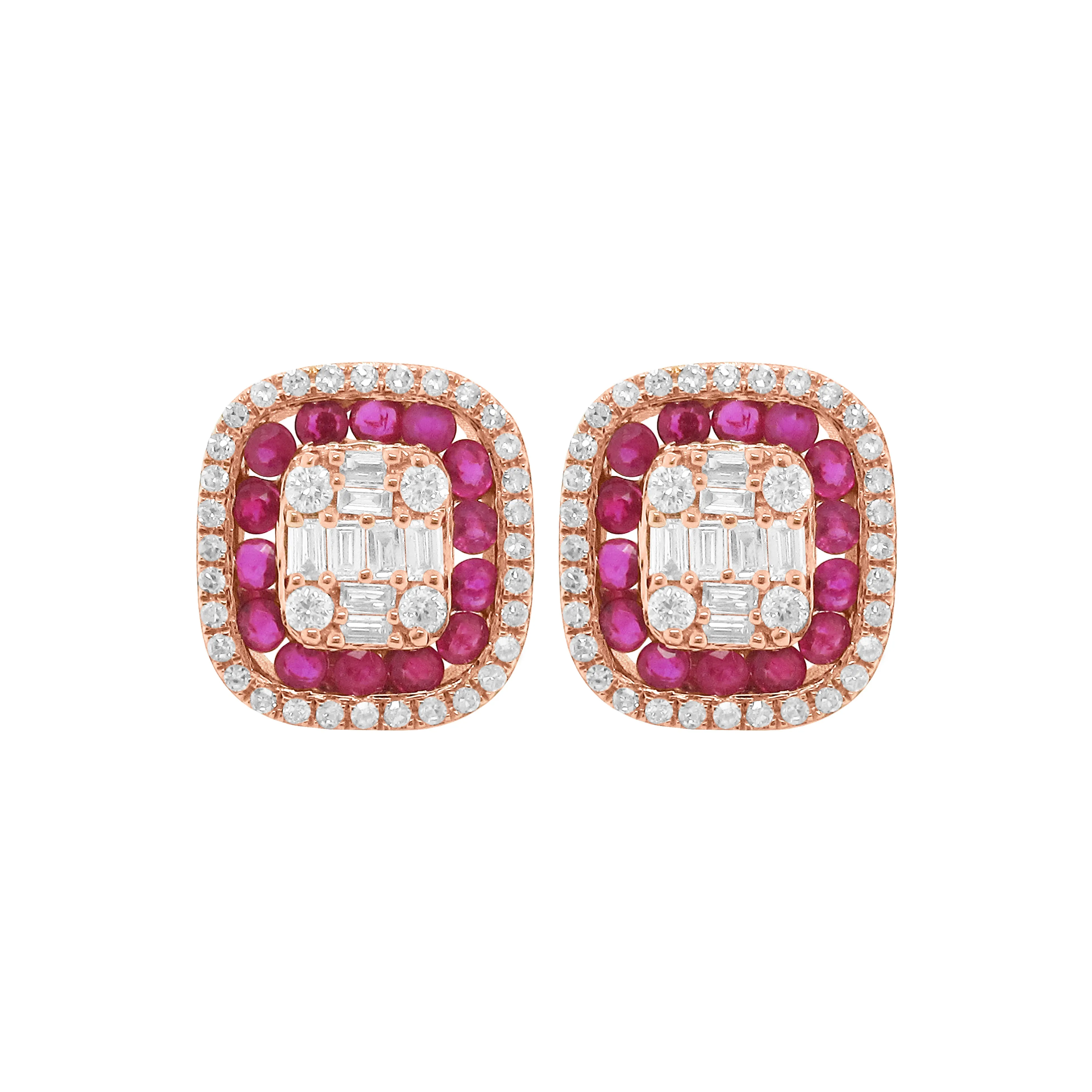 14K GOLD DIAMOND AND RUBY JAYDA STUDS