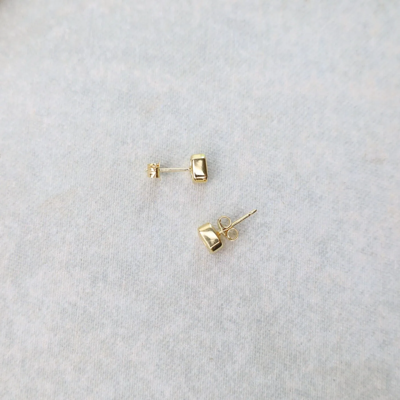 14k Gold Vermeil Bezel Set Octagon Cut Aquamarine Post Earrings