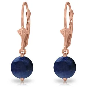 14K Solid Rose Gold Leverback Earrings Sapphire Jewelry