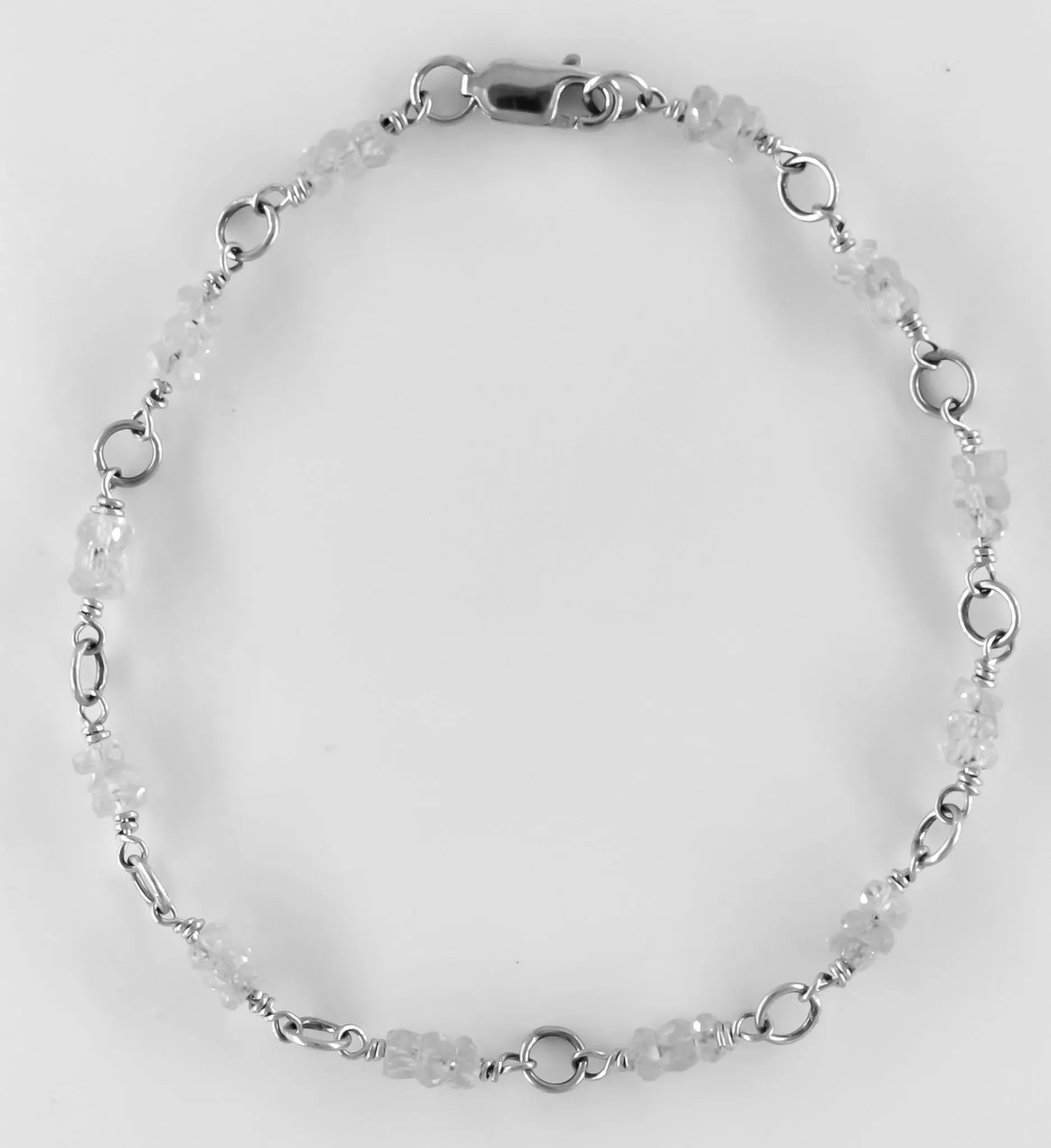 14K White Gold and Zircon Bracelet
