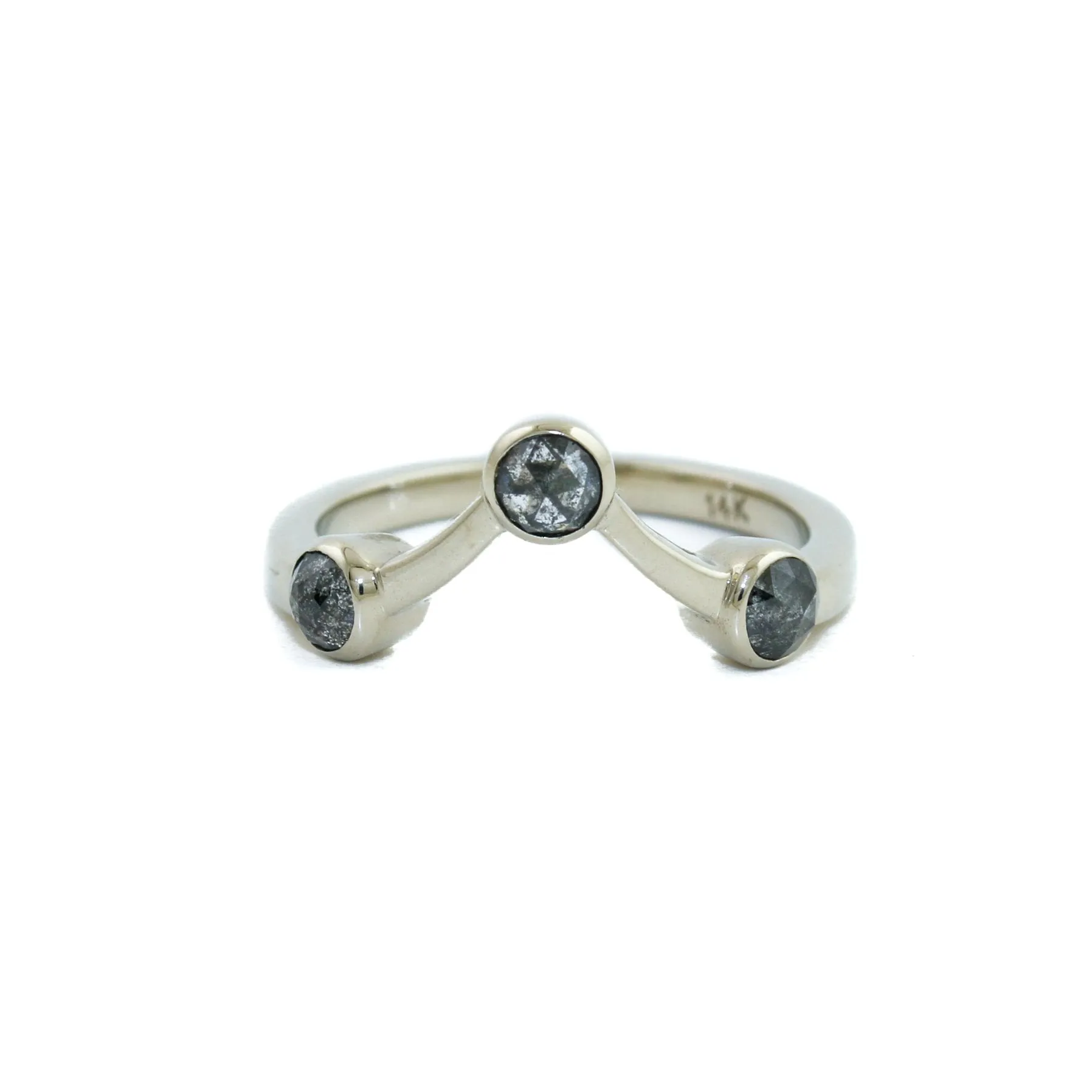 14k White Gold x Three-Point Diamond Ring