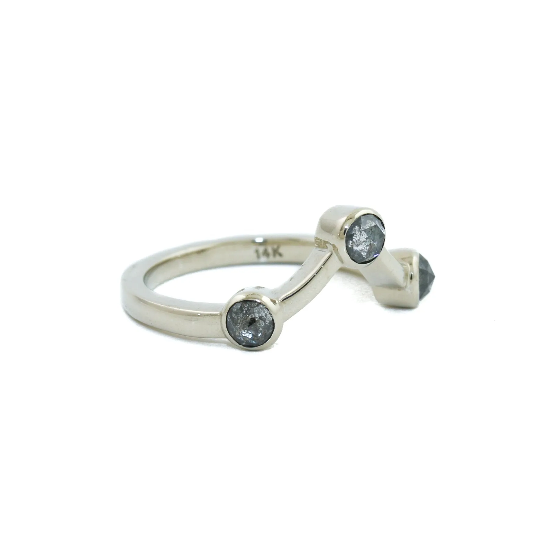 14k White Gold x Three-Point Diamond Ring