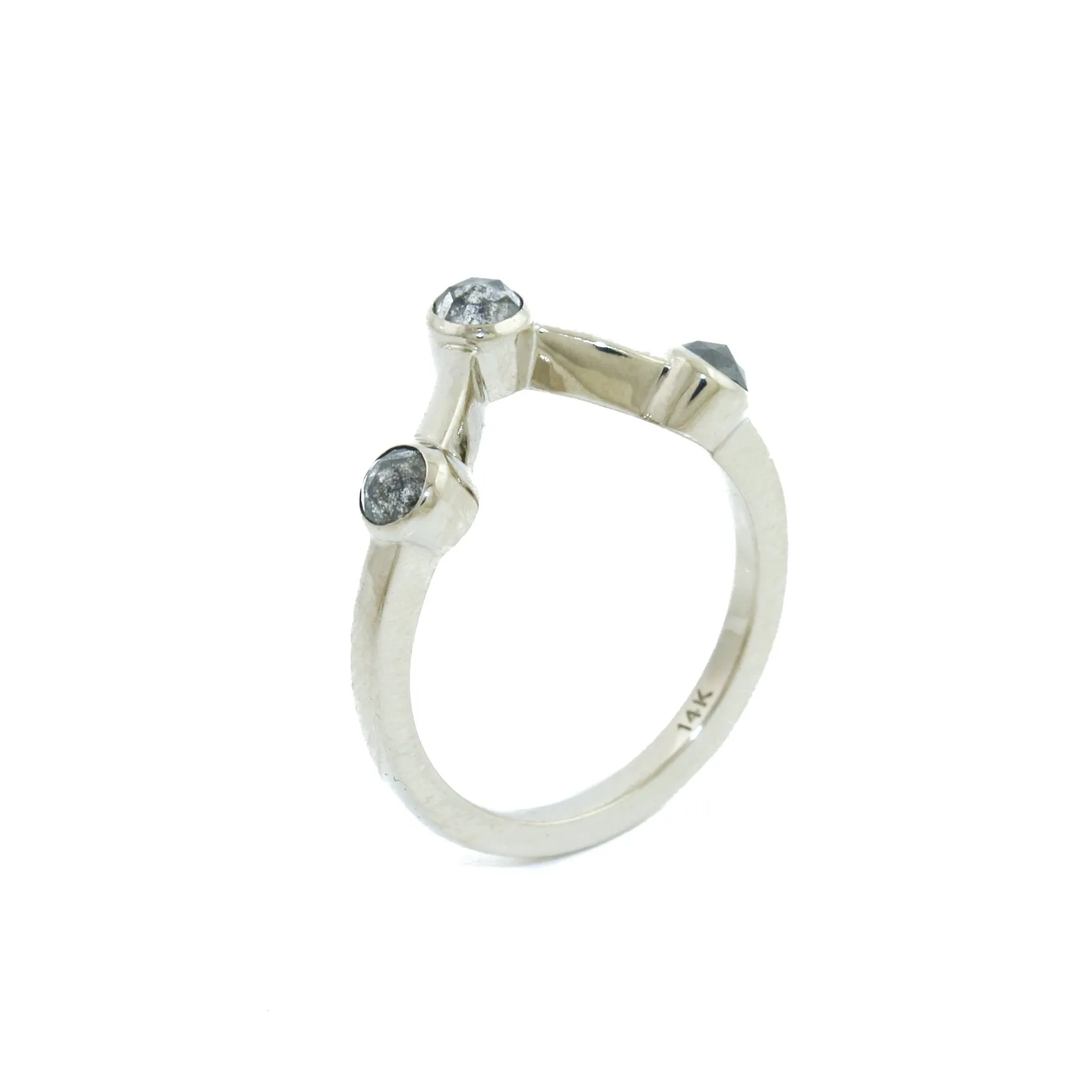 14k White Gold x Three-Point Diamond Ring