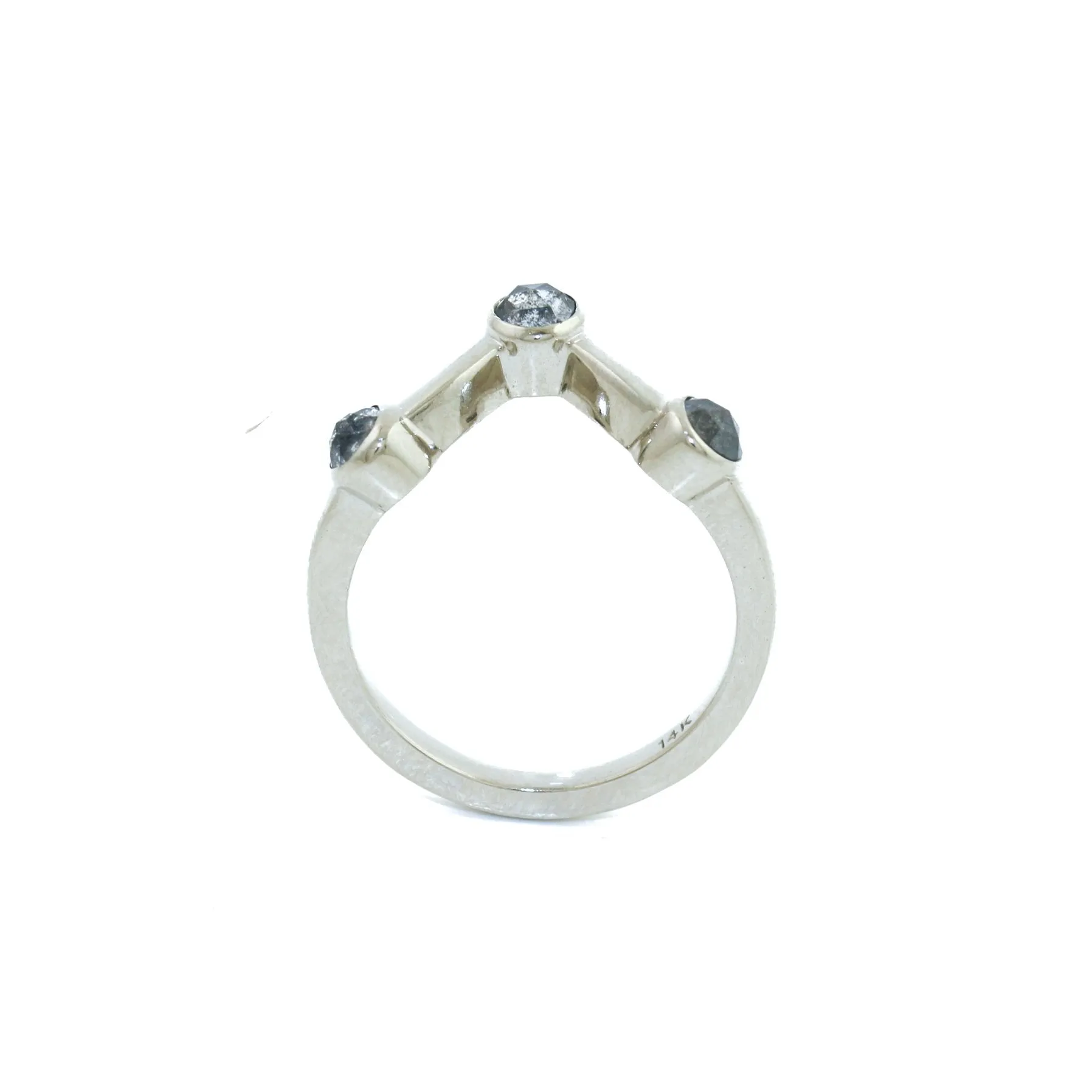 14k White Gold x Three-Point Diamond Ring