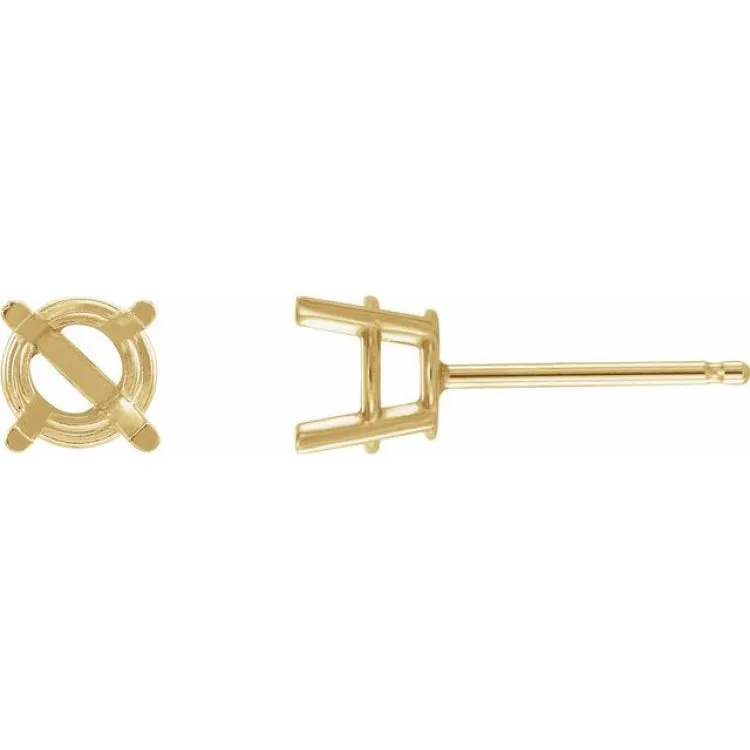 14K Yellow 3 mm Natural Green Sapphire Stud Earrings