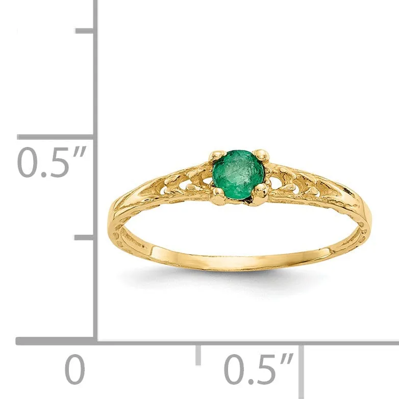 14k Yellow Gold Emerald Birthstone Baby Ring