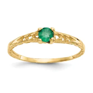 14k Yellow Gold Emerald Birthstone Baby Ring