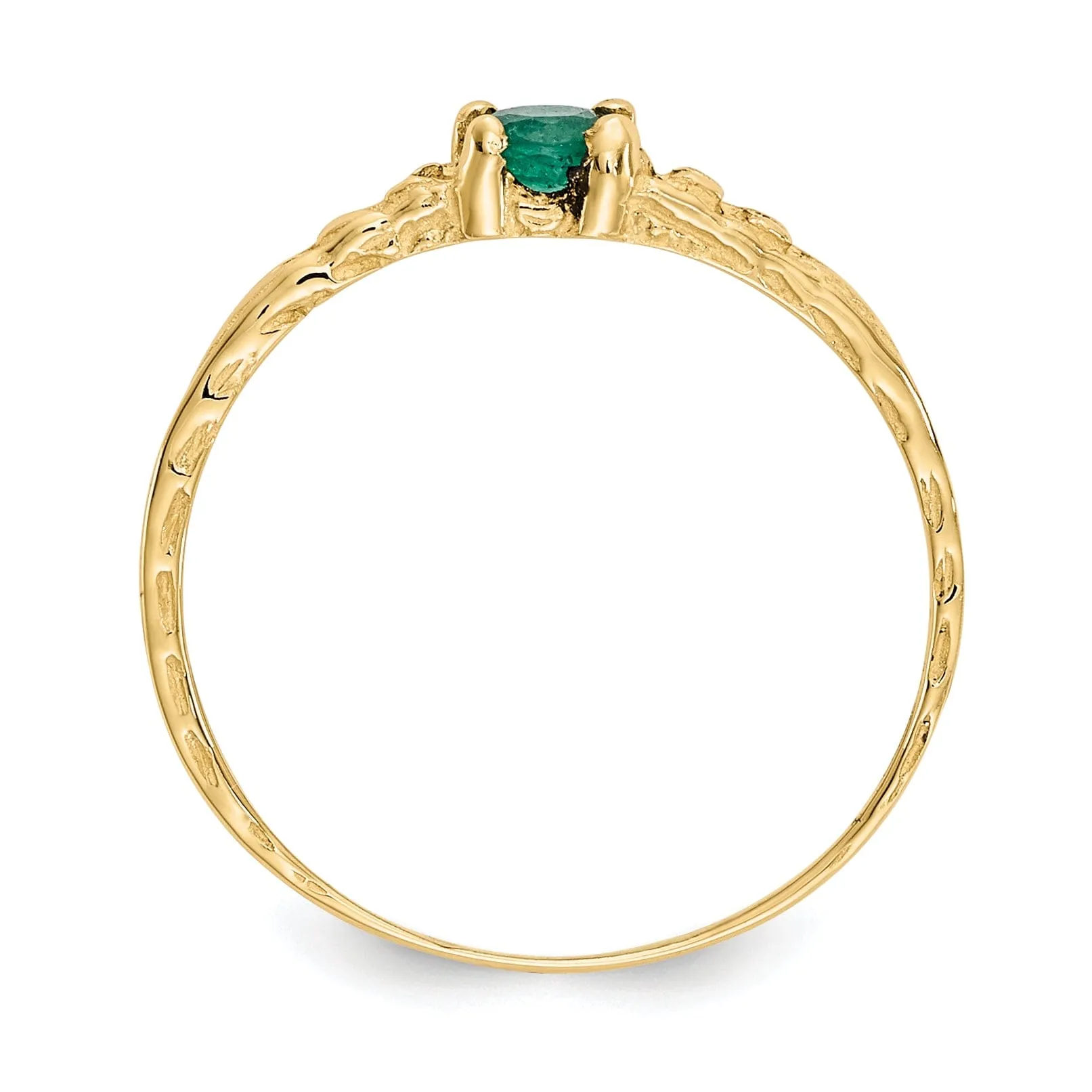 14k Yellow Gold Emerald Birthstone Baby Ring