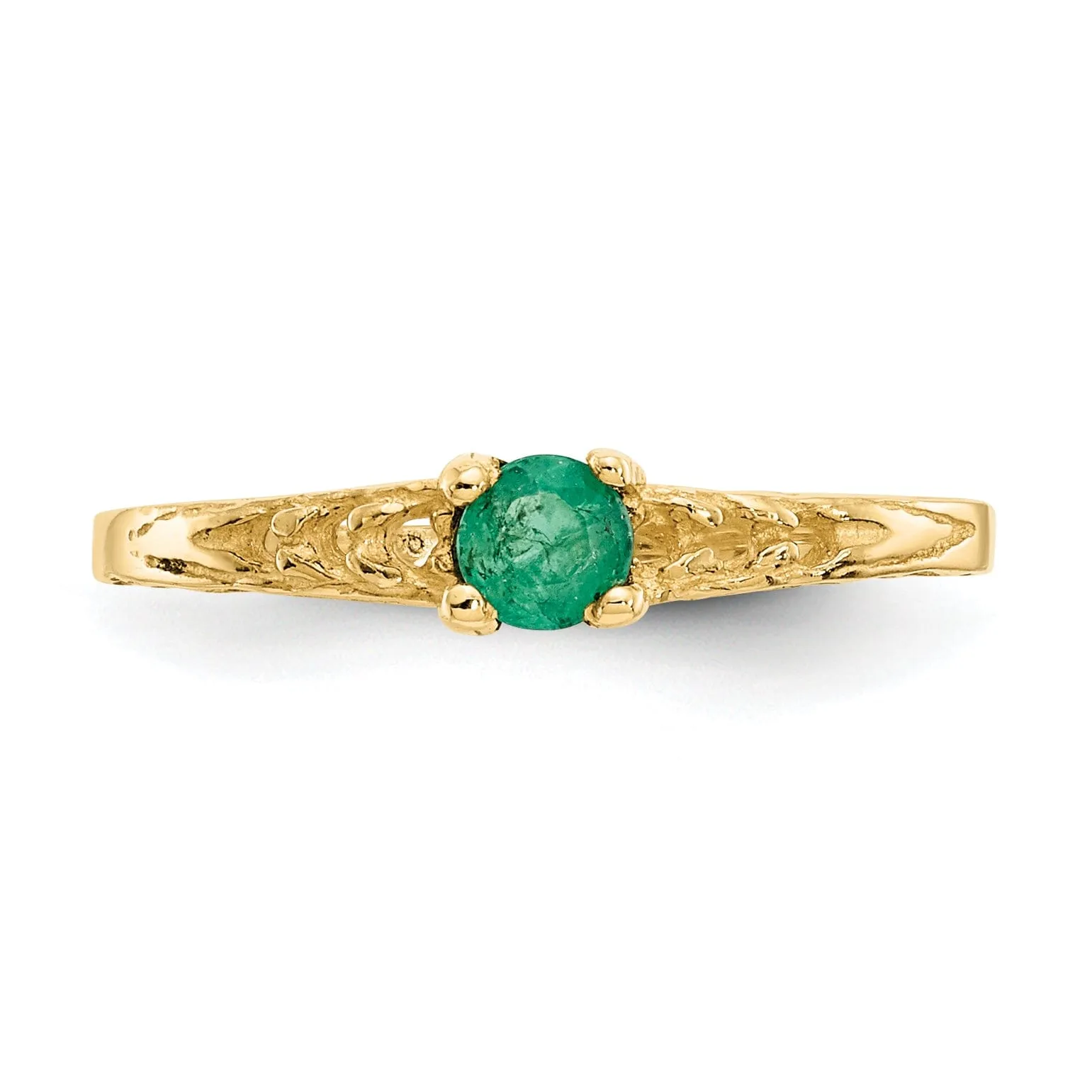14k Yellow Gold Emerald Birthstone Baby Ring