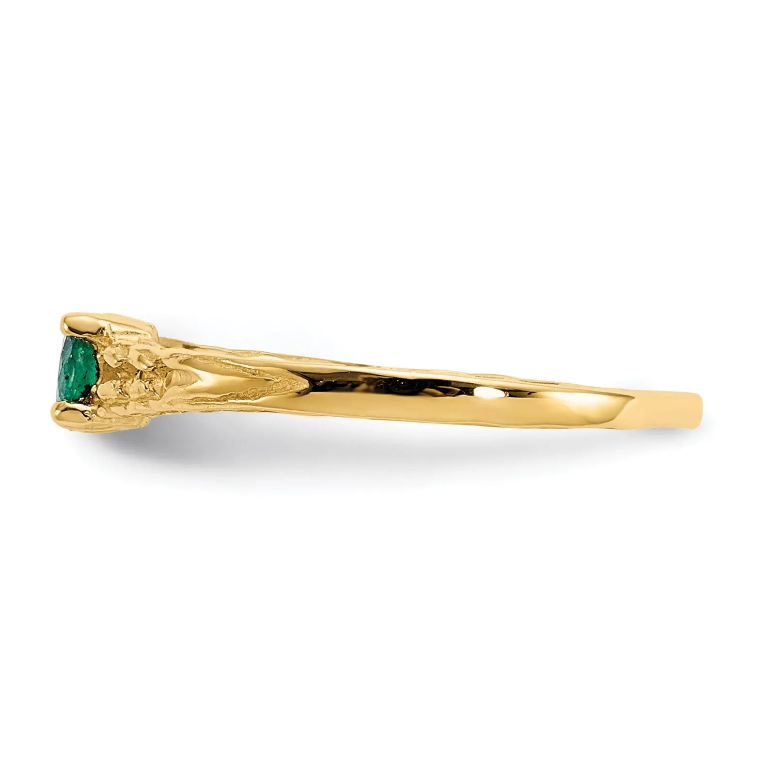 14k Yellow Gold Emerald Birthstone Baby Ring