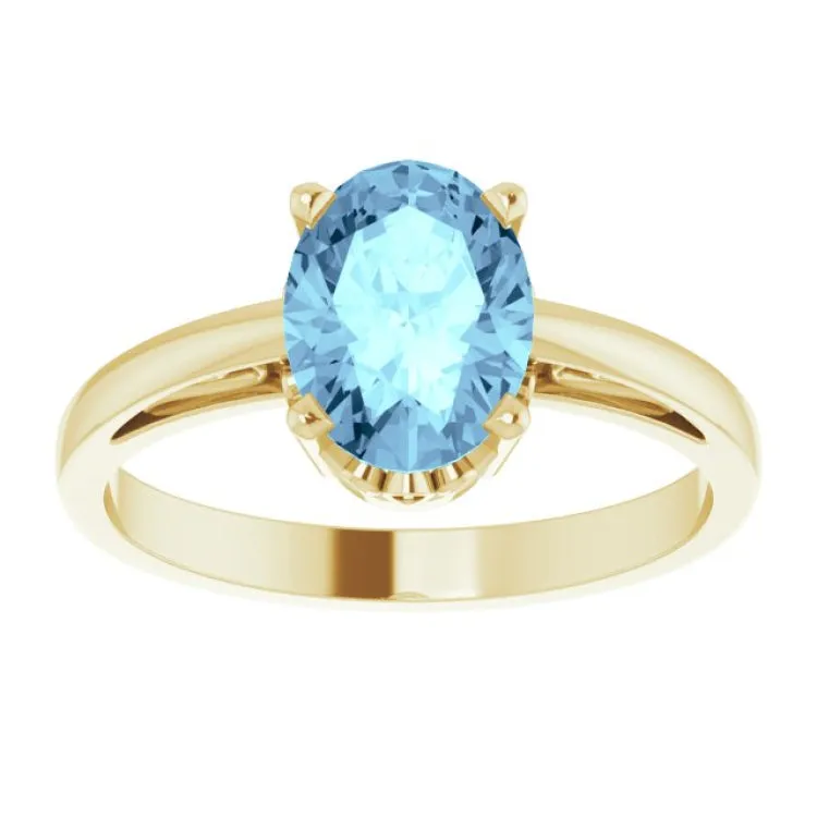 14K Yellow Natural Aquamarine Solitaire Ring