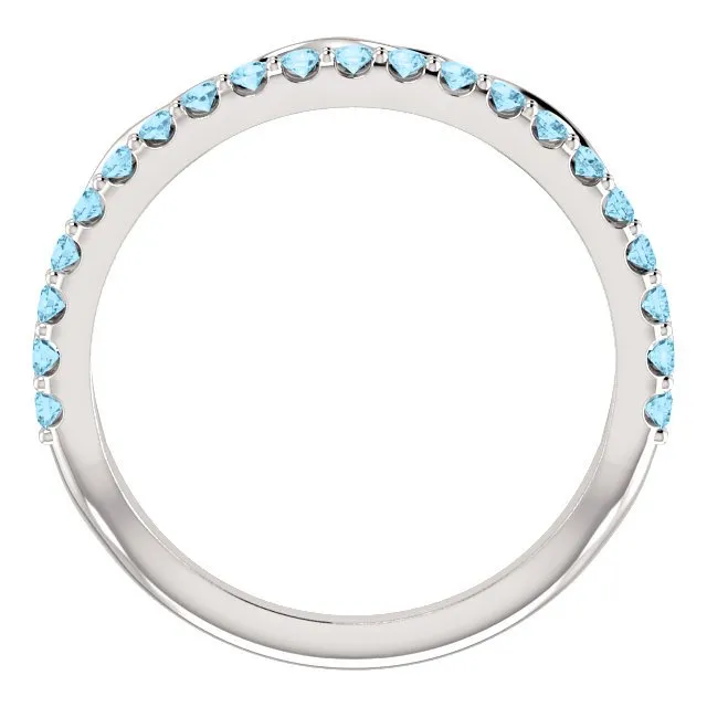 14KT GOLD 0.35 CTW AQUAMARINE INFINITY STACKABLE RING