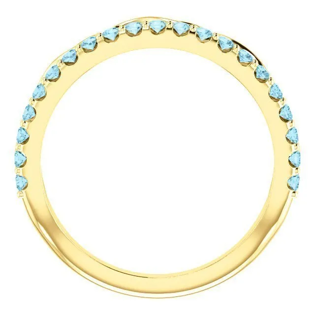 14KT GOLD 0.35 CTW AQUAMARINE INFINITY STACKABLE RING