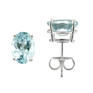 14KT GOLD 2.20 CTW OVAL AQUAMARINE EARRINGS