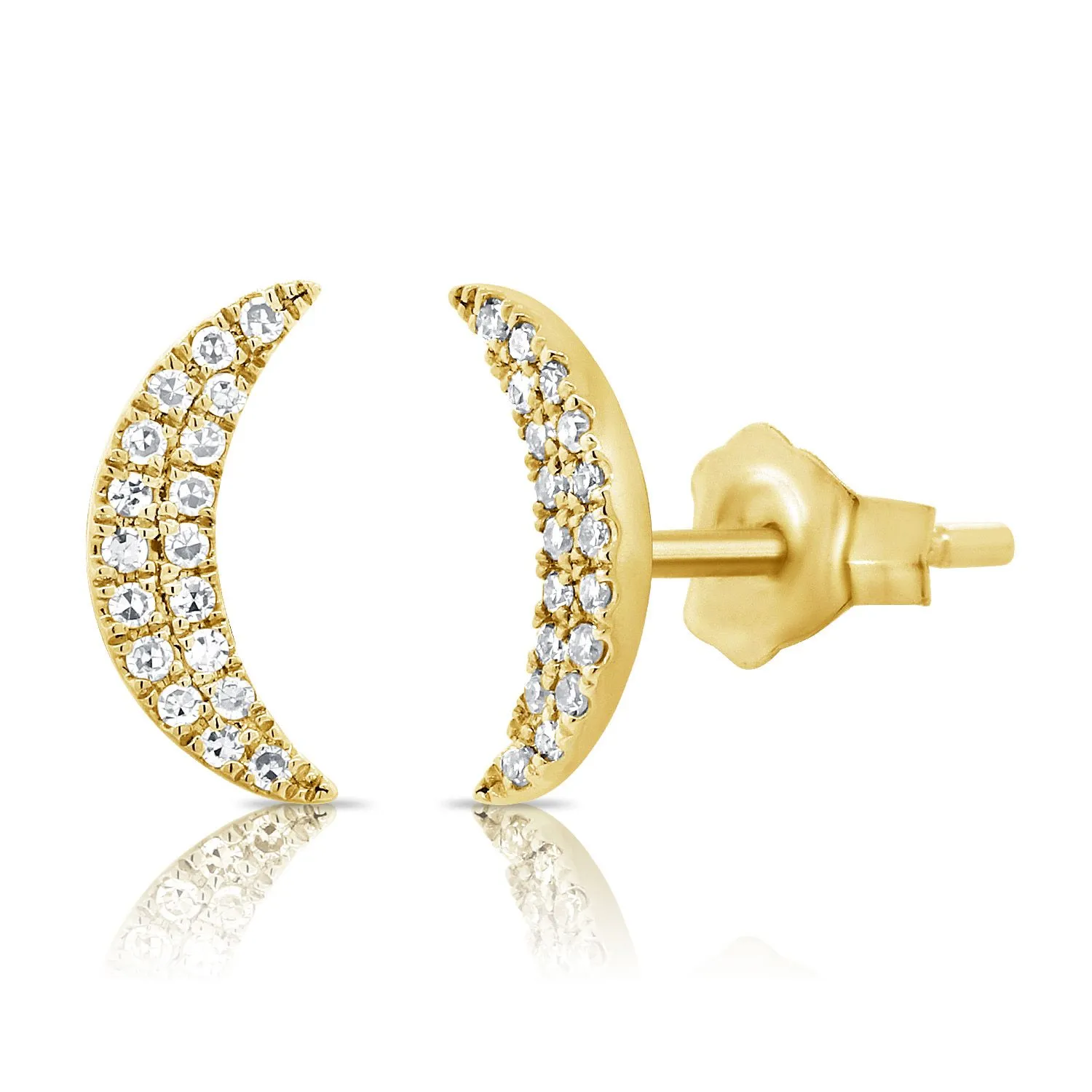 14KYG DIA MOON STUD EARRINGS (