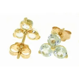 1.5 Carat 14K Solid Yellow Gold Fortefied Love Aquamarine Earrings