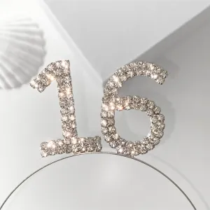 16h Birthday Headband in Silver