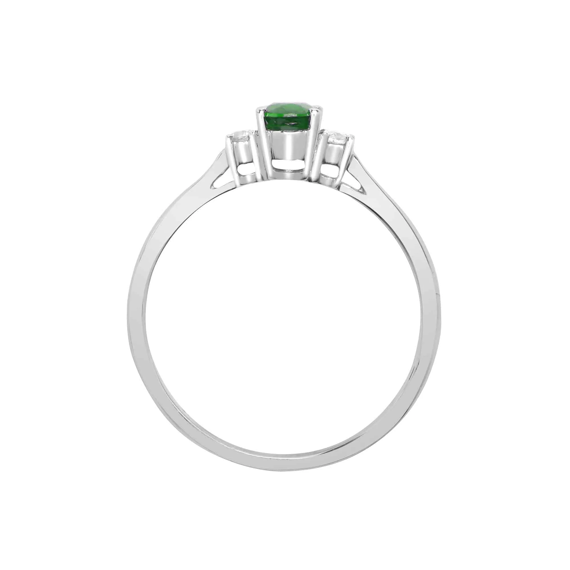 18ct White Gold Diamond And Emerald And 3 Stone Ring