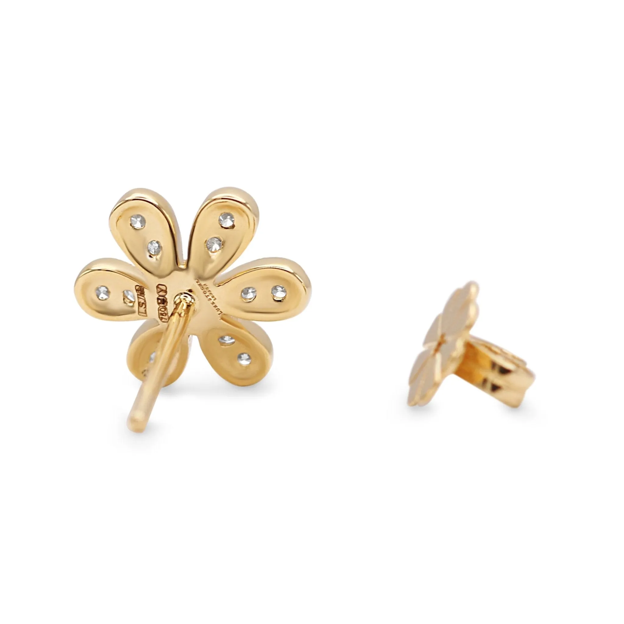 18ct Yellow Gold Diamond Flower Stud Earrings