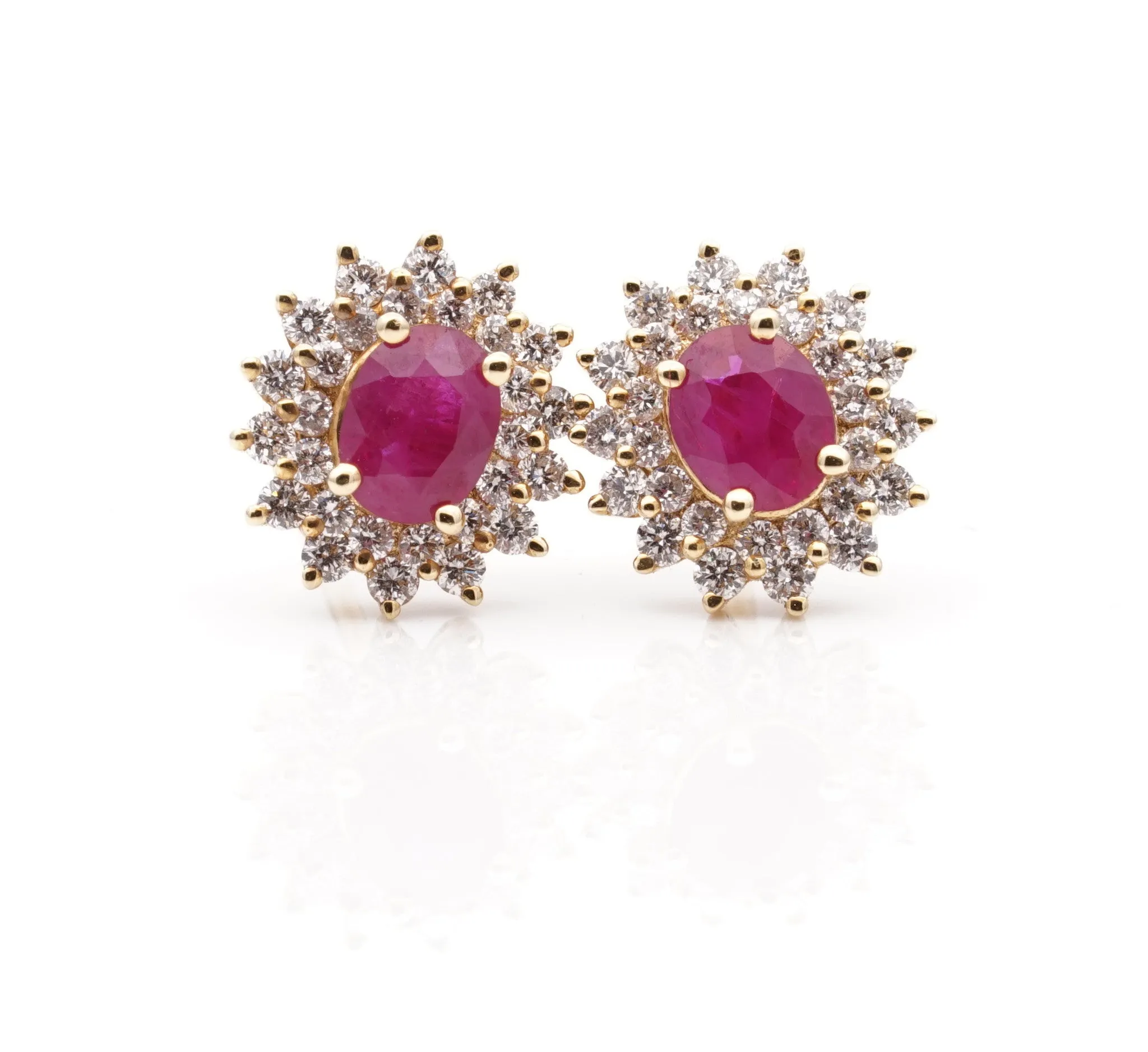 18CT Yellow Gold Ruby and Diamond Earrings
