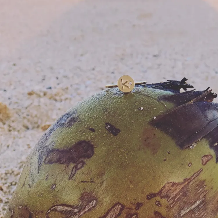 18K Gold Initial Ring w/ Diamond