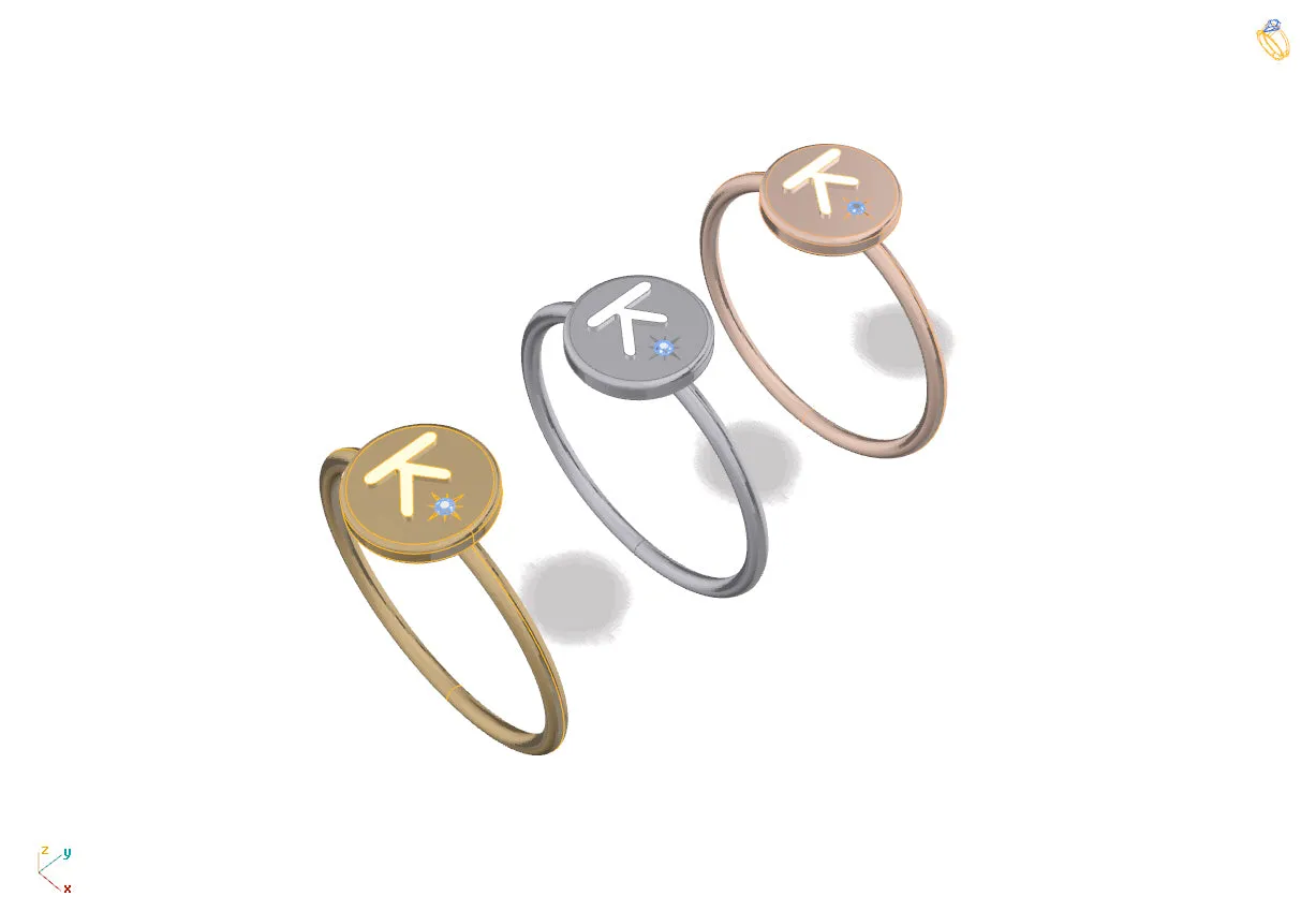 18K Gold Initial Ring w/ Diamond