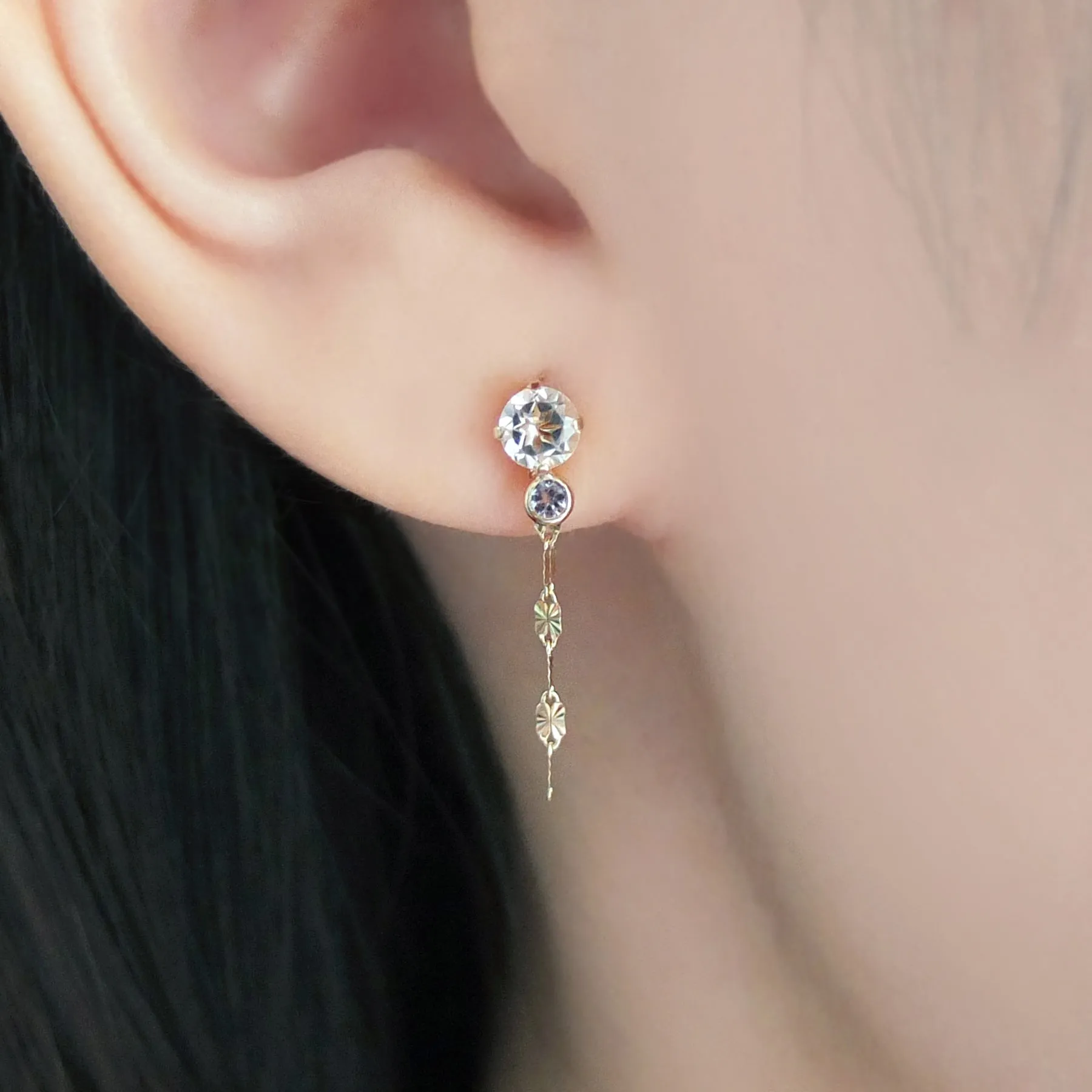 18K/10K Yellow Gold Tanzanite 2Way Earrings