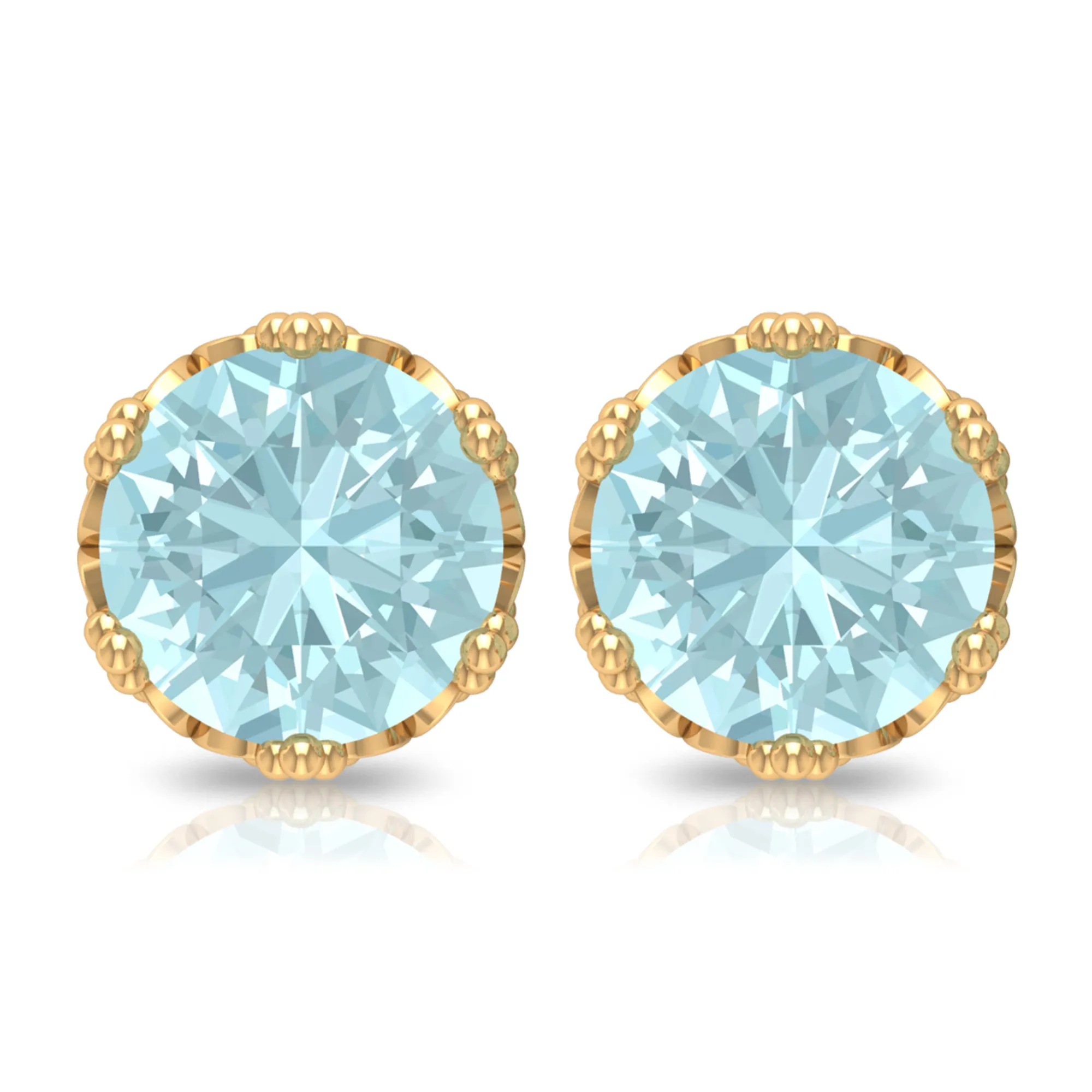 6 MM Sky Blue Topaz Solitaire Crown Stud Earrings