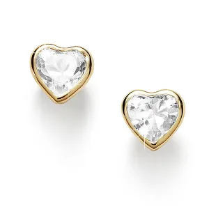 9CT BEZEL-SET 4MM HEART CZ EARRINGS