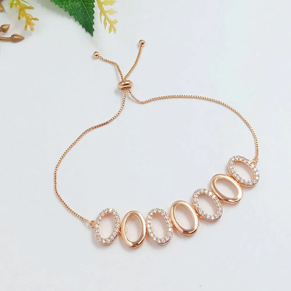 Aamrapali  Rose Gold Plated Austrian Stone Adjustable Bracelet