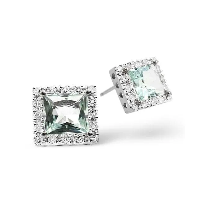 Acotis Diamonds 9K White Gold Diamond 0.27ct Aquamarine 1.90ct Earrings F2249