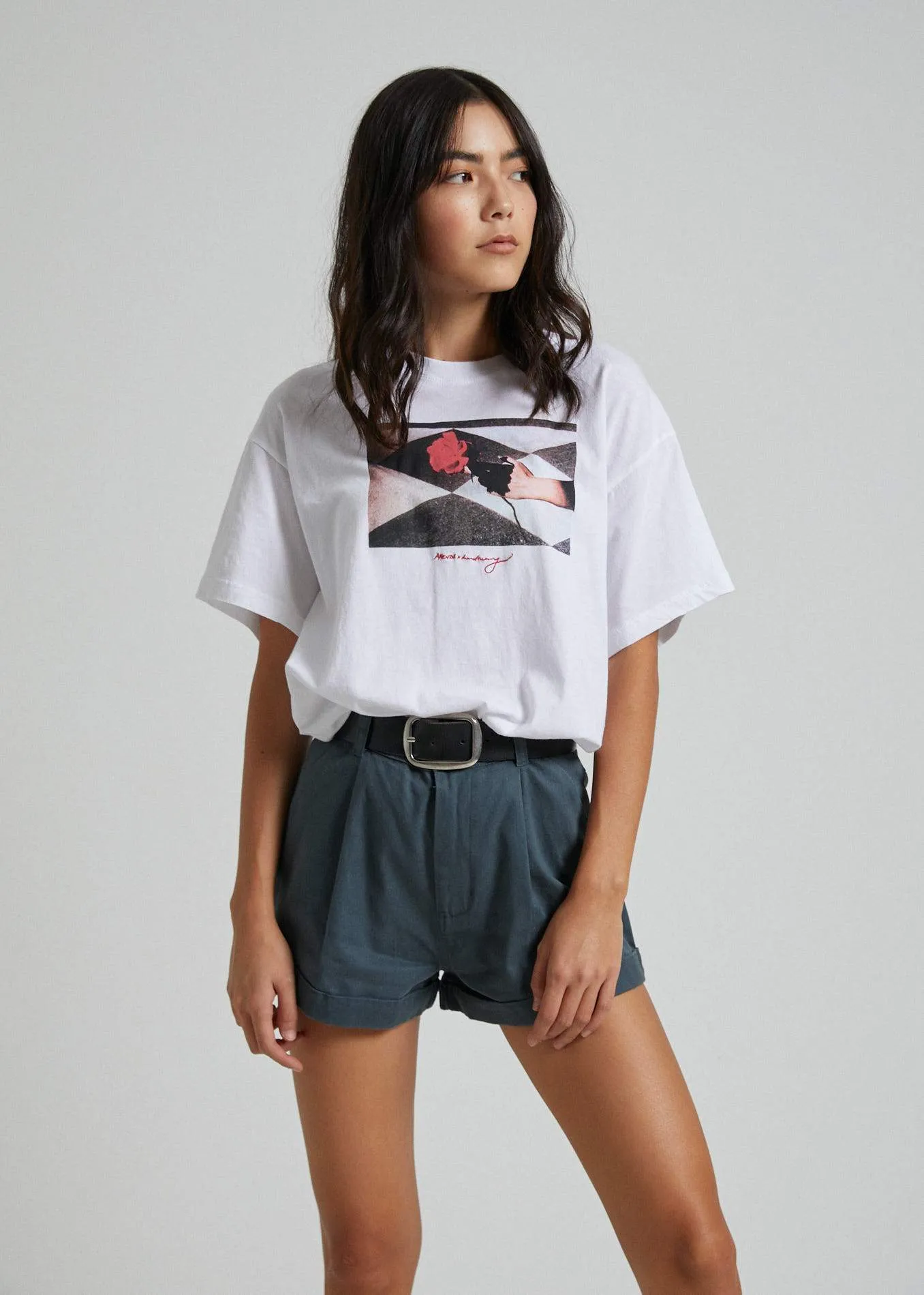 Afends Womens A Girl Is A Gun - Oversize Tee - White