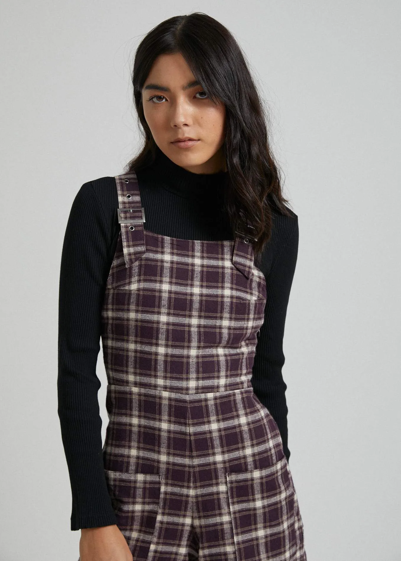 Afends Womens Nirvana - Hemp Check Playsuit - Mulberry Check