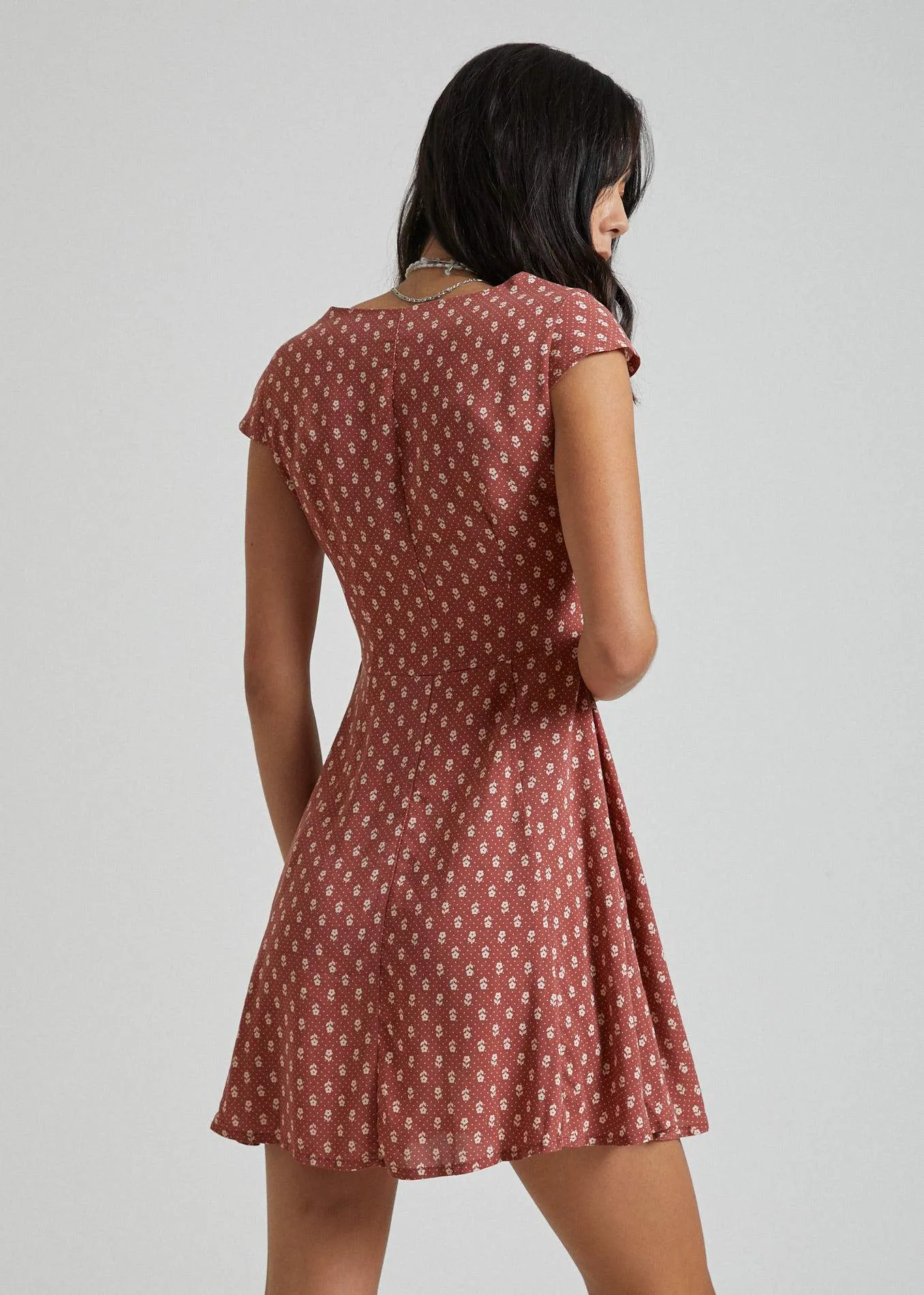 Afends Womens Tess - Polka Floral Dress - Scarlet