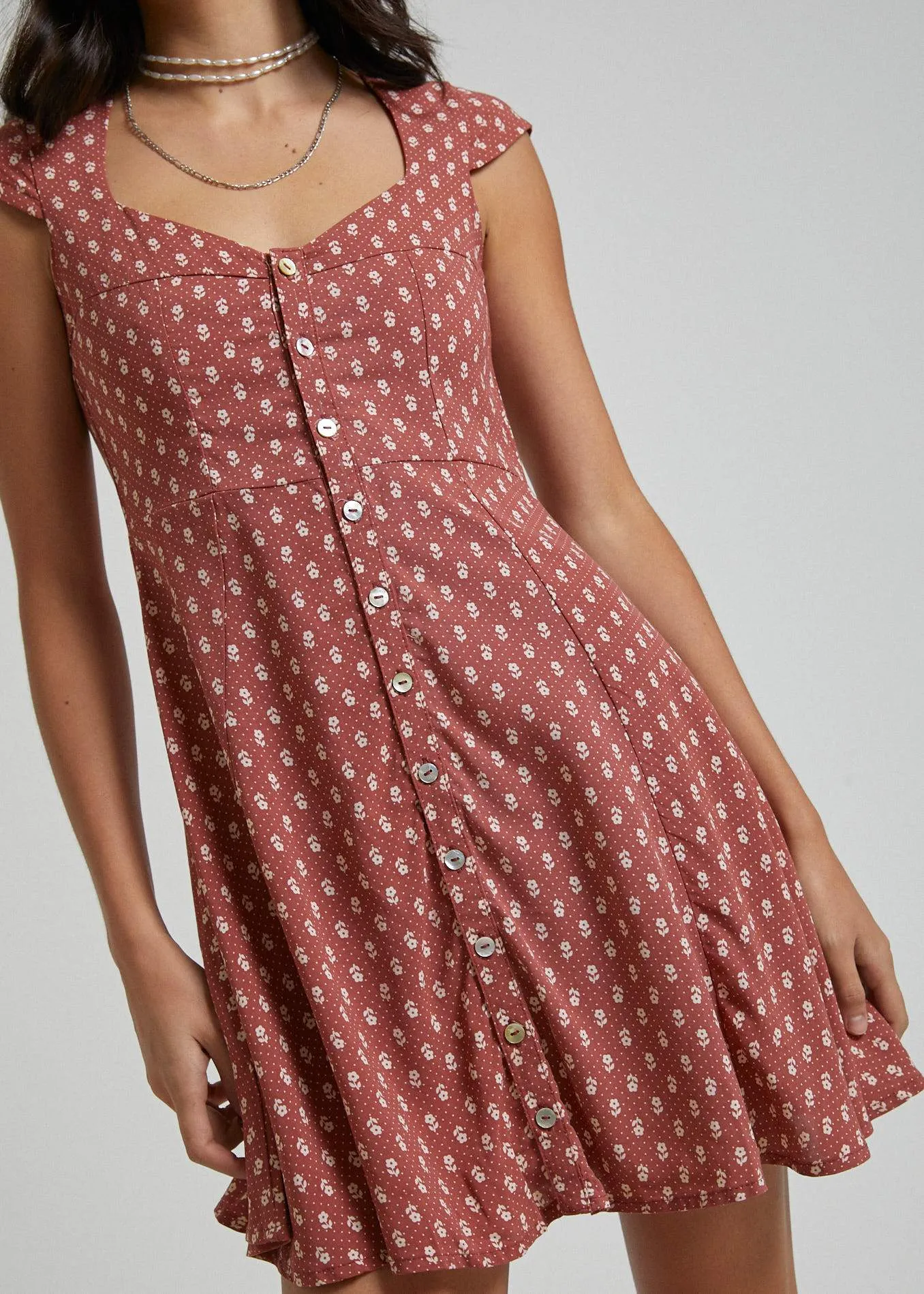 Afends Womens Tess - Polka Floral Dress - Scarlet